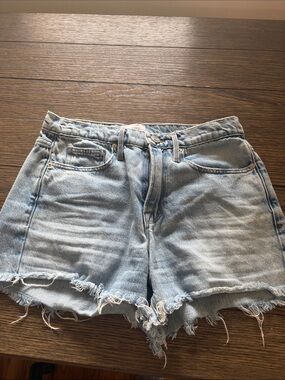 Frame Denim Faded Light Blue Frayed Hem Jean Shorts